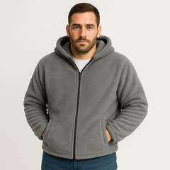 Falko | Fleecegefütterte Winterjacke mit Kapuze für Herren in Grau