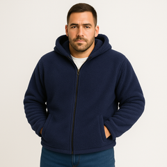 Falko | Fleecegefütterte Winterjacke mit Kapuze für Herren in Marineblau