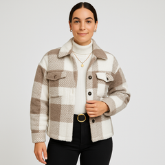 Lydia | Klassischer Teddy-Wintermantel mit Knopfleiste in Khaki