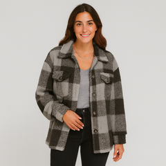 Clara | Stilvolle Strickjacke für Damen mit Knöpfen in Grau
