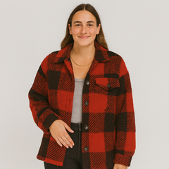 Clara | Stilvolle Strickjacke für Damen mit Knöpfen in Rot
