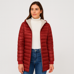 Veronica | Lässiger, stoffgefütterter Mantel in Rot