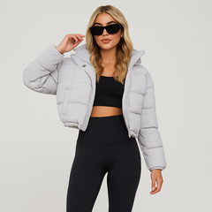 Alora | Winterjacke mit plissiertem Kordelzug in Spacegrau