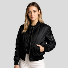 Leichter Sommerfliegerjacke für Damen – Eleganter kurzer Mantel in Schwarz