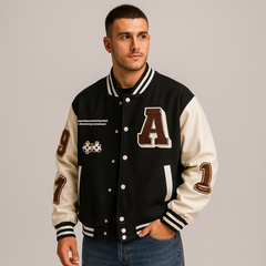 Baseball-Bomberjacke im Colorblock-Design für Herren in Braun