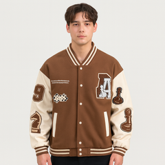 Baseball-Bomberjacke im Colorblock-Design für Herren in Schwarz