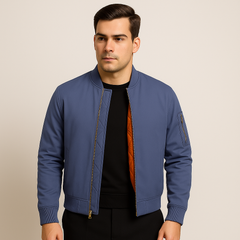 Bomberjacke für Herren im klassischen Design – Zeitloser Reißverschluss-Stil in Marineblau