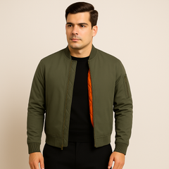 Bomberjacke für Herren im klassischen Design – Zeitloser Reißverschluss-Stil in Olivgrün