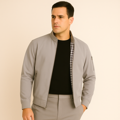 Lässige Herrenjacke mit Stehkragen in Grau