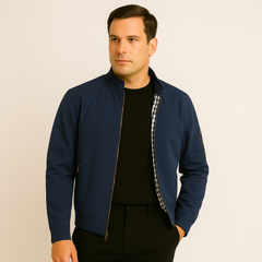 Lässige Herrenjacke mit Stehkragen in Blau