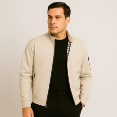 Lässige Herrenjacke mit Stehkragen in Beige