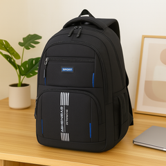 Herrenrucksack mit großem Fassungsvermögen – Stylische Reisetasche mit Laptopfach und mehreren Taschen in Schwarz