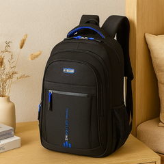 Laptop-Rucksack mit großem Fassungsvermögen – Stilvolle schwarze Reise- und Businesstasche aus Nylon mit verstellbaren Riemen in Blau