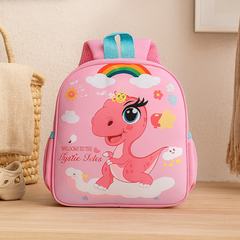 Trendiger Schulrucksack für Kinder – Cooler Dinosaurier-Print, leicht & robust in Rosa Dinosaurier
