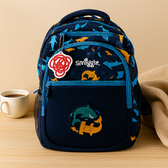 Süßer Rucksack mit Cartoon-Katze und Panda – Kinder-Schultasche für Mädchen mit gepolsterten Trägern in Dunkelblau