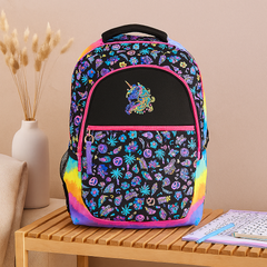 Süßer Rucksack mit Cartoon-Katze und Panda – Kinder-Schultasche für Mädchen mit gepolsterten Trägern in Schwarzviolett