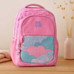 Süßer Rucksack mit Cartoon-Katze und Panda – Kinder-Schultasche für Mädchen mit gepolsterten Trägern in Hellrosa
