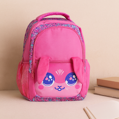 Süßer Rucksack mit Cartoon-Katze und Panda – Kinder-Schultasche für Mädchen mit gepolsterten Trägern in Rosa
