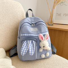 Niedlicher Cartoon-Mini-Rucksack für Mädchen – Faltbare, leichte Reisetasche mit rosa Häschen- und blauem Panda-Design in Blau