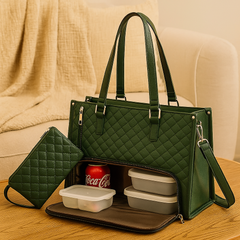 Isolierte 2-in-1-Lunch- und Reisetasche – Auslaufsichere Kühltasche mit Staufach in Dunkelgrün