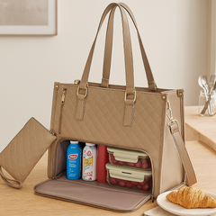 Isolierte 2-in-1-Lunch- und Reisetasche – Auslaufsichere Kühltasche mit Staufach in Khaki