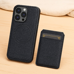 Magnetische iPhone-Brieftaschenhülle aus PU-Leder – Abnehmbares 2-in-1-Design mit Kartenfächern in Blau