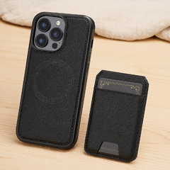 Magnetische iPhone-Brieftaschenhülle aus PU-Leder – Abnehmbares 2-in-1-Design mit Kartenfächern in Schwarz