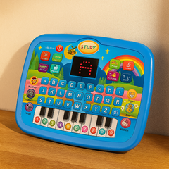 Lern-Tablet für Kinder – Buchstaben, Zahlen, Geräusche & Klaviertasten in Blau