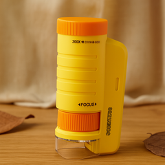 LED-Minimikroskop für Kinder – 60x–200x Hand-Wissenschafts-Explorer für Outdoor-Spaß in Gelb