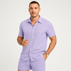 2-teiliges Sommer-Set für Herren – Lässiges Kurzarm-Top und passende Shorts in Lavendel