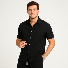 2-teiliges Sommer-Set für Herren – Lässiges Kurzarm-Top und passende Shorts in Schwarz