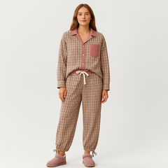 Viktoria – 2-teiliges, lässiges Pyjama-Set für Damen – Weicher und lässiger Schlafanzug in Braun