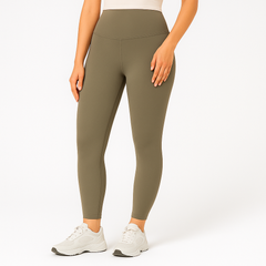 Yoga-Leggings mit hohem Bund für Damen – schweißableitende und dehnbare Sportbekleidung in Khaki
