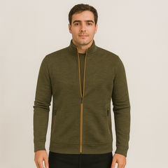 Caleb Eleganter Stretch-Cardigan in Armeegrün