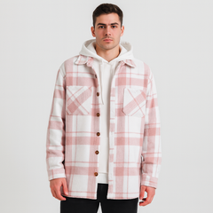 Grayson Herren Karomantel – Lässige Streetwear-Jacke mit Revers in Rosa