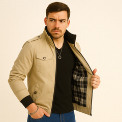 Connor Herren Cargojacke – Fleecegefütterter Outdoormantel in Khaki
