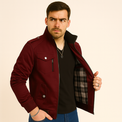Connor Herren Cargojacke – Fleecegefütterter Outdoormantel in Karmesinrot