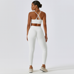 Nahtloses Yoga- und Pilates-Set für Damen – Leggings und Top mit hoher Taille, 2-teilige Activewear in Aprikosen-Set