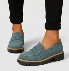 Rike | Damen Casual Orthopädische Plateau Loafer in Grün