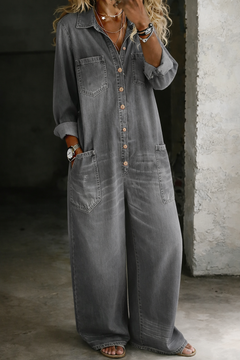 Thalassa - Legerer Denim-Jumpsuit in Grau