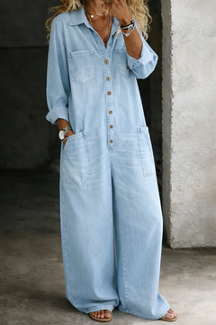 Thalassa - Legerer Denim-Jumpsuit in Hellblau