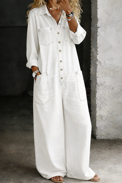 Thalassa - Legerer Denim-Jumpsuit in Weiß