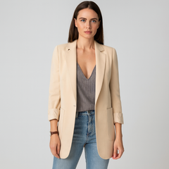 Damen Longblazer – Eleganter Blazer für Stilvolle Outfits in Aprikose