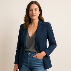 Damen Longblazer – Eleganter Blazer für Stilvolle Outfits in Marine Blau