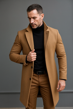 Herren-Langmantel – Stilvoller Wollmantel für kühle Tage in Braun
