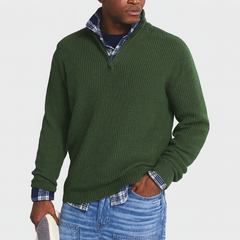 Herrenpullover mit Reißverschluss – Business-Casual-Stil, vielseitig für elegante Anlässe in Grün