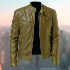 Elegante Herrenjacke Aus Leder – Zeitloses Design, Vielseitig Für Jeden Anlass in Grün