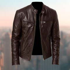 Elegante Herrenjacke Aus Leder – Zeitloses Design, Vielseitig Für Jeden Anlass in Dunkelbraun
