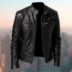 Elegante Herrenjacke Aus Leder – Zeitloses Design, Vielseitig Für Jeden Anlass in Schwarz