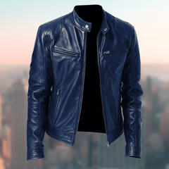 Elegante Herrenjacke Aus Leder – Zeitloses Design, Vielseitig Für Jeden Anlass in Blau
